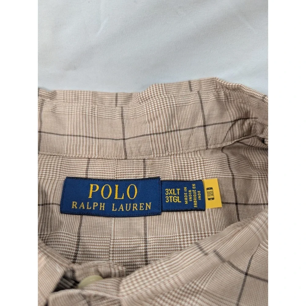 Polo Ralph Lauren Men's Beige Glenn Check Plaid Long Sleeve Button-down 3XTL